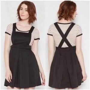 Modcloth Jumper Right In Pinafore Pleated Dress